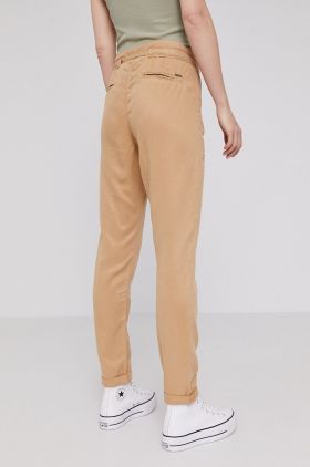 Pepe Jeans Pantaloni Dash femei, culoarea maro, model drept, medium waist