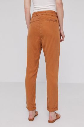 Pepe Jeans Pantaloni Dash femei, culoarea maro, model drept, medium waist