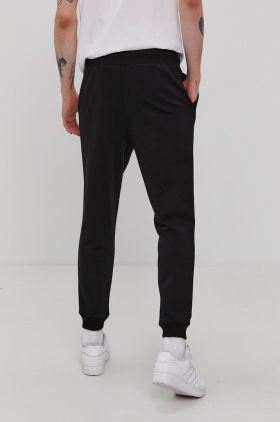 47brand Pantaloni bărbați, culoarea negru, cu imprimeu