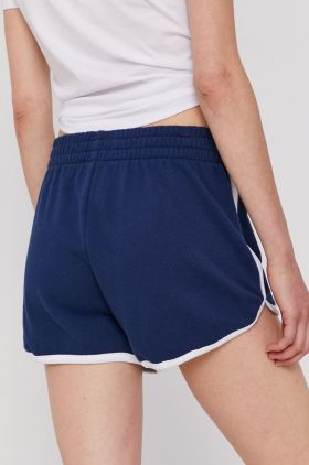 GAP Pantaloni scurți femei, culoarea albastru marin, material neted, medium waist