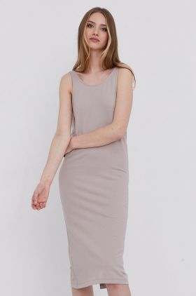 Answear Lab Rochie ECO culoarea bej, midi, model drept