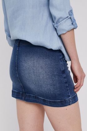 Lee Cooper Fustă jeans culoarea albastru marin, mini, model drept