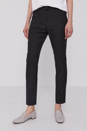 BOSS pantaloni femei, culoarea negru, model drept, high waist 50290225