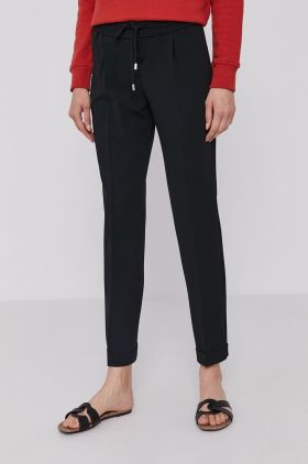 BOSS pantaloni femei, culoarea negru, model drept, high waist 50427841