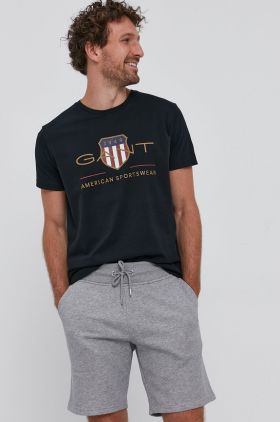 Gant Tricou bărbați, culoarea negru, cu imprimeu