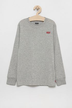 Levi's Longsleeve copii culoarea gri, material neted