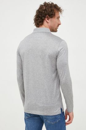 Emporio Armani longsleeve barbati, culoarea gri, neted