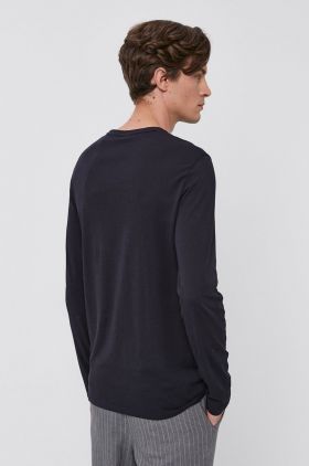 Armani Exchange longsleeve barbati, culoarea negru, cu imprimeu