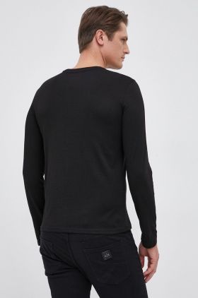 Armani Exchange longsleeve barbati, culoarea negru, cu imprimeu