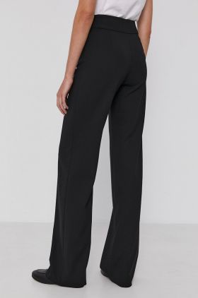 Emporio Armani pantaloni femei, culoarea negru, drept, high waist