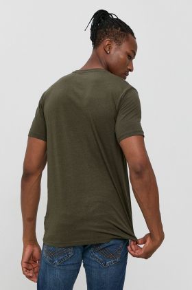 !SOLID Tricou bărbați, culoarea verde, material neted