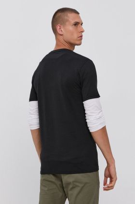 !SOLID Tricou din bumbac culoarea negru, material neted