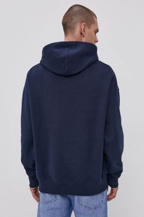 Tommy Jeans Hanorac de bumbac bărbați, culoarea negru, cu imprimeu