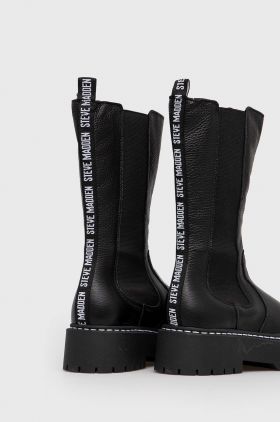 Steve Madden Ghete Chelsea de piele femei, culoarea negru, cu platformă