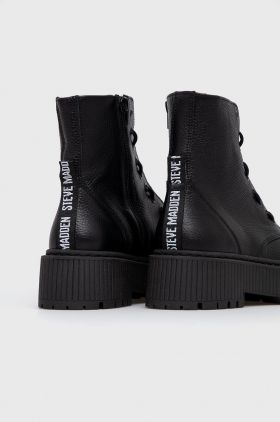 Steve Madden Bocanci de piele femei, culoarea negru, cu platformă
