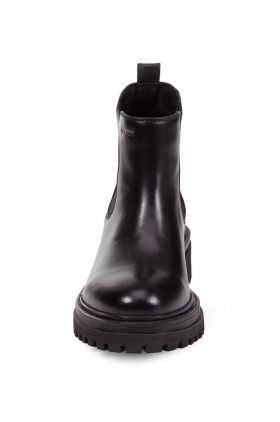 Geox Ghete Chelsea de piele femei, culoarea negru, cu toc plat