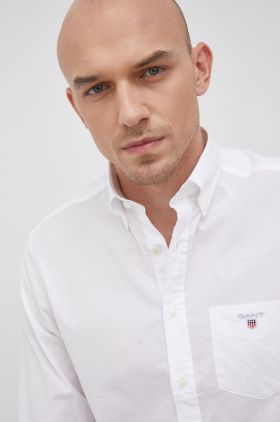 Gant camasa barbati, culoarea negru, cu guler button-down, regular