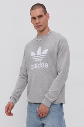 adidas Originals hanorac de bumbac H06650 bărbați, culoarea gri, melanj H06650-MGREYH/WHT