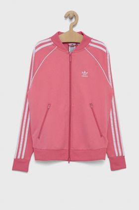 Adidas Originals Hanorac de bumbac pentru copii H34591 culoarea roz, cu imprimeu