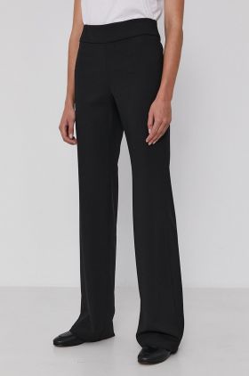 Emporio Armani pantaloni femei, culoarea negru, drept, high waist