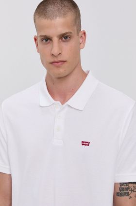 Levi's tricou polo bărbați, culoarea alb, material uni 35883.0003-Neutrals