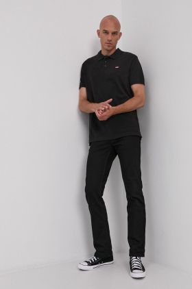 Levi's tricou polo bărbați, culoarea negru, material uni 35883.0007-Blacks