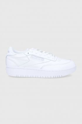 Reebok Classic ghete de piele Club C Double GW0854 culoarea alb, cu toc plat GW0854.100006321-WHT/GRY