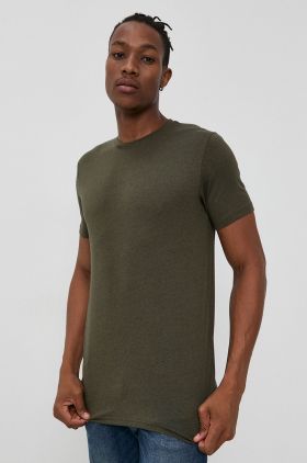 !SOLID Tricou bărbați, culoarea verde, material neted