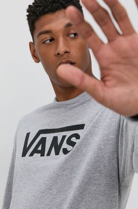 Vans Longsleeve bărbați, culoarea gri, cu imprimeu