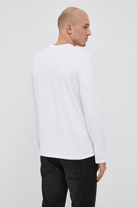 Armani Exchange Longsleeve din bumbac culoarea alb, cu imprimeu