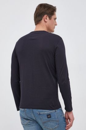 Armani Exchange Longsleeve din bumbac culoarea alb, cu imprimeu