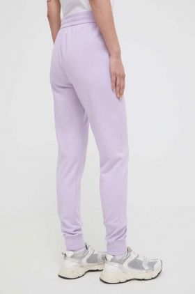 Armani Exchange pantaloni femei, culoarea violet, neted