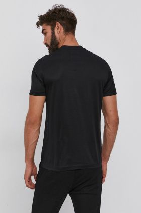 Emporio Armani tricou barbati, culoarea negru, neted