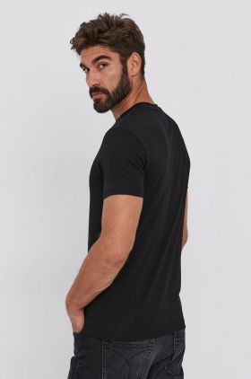 Emporio Armani tricou din bumbac culoarea negru, cu imprimeu