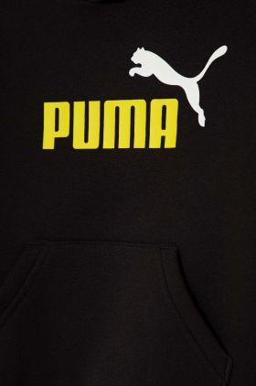 Puma bluza copii culoarea negru, cu glugă, cu imprimeu