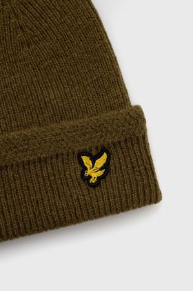 Lyle & Scott Căciulă culoarea verde, de lână, din tesatura neteda