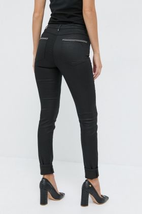 Morgan Pantaloni femei, culoarea verde, mulat, medium waist