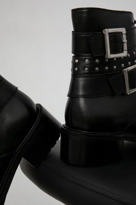 Answear Lab Cizme de piele femei, culoarea negru, cu toc drept