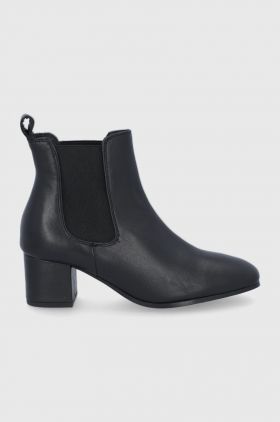 Levi's Ghete Chelsea de piele femei, culoarea negru, cu toc drept