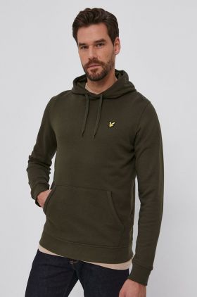 Lyle & Scott Hanorac de bumbac bărbați, culoarea verde, material neted