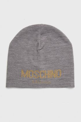 Moschino Căciulă culoarea gri, din tesatura neteda