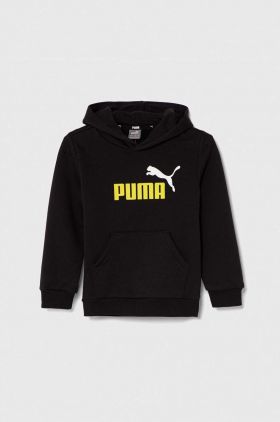 Puma bluza copii culoarea negru, cu glugă, cu imprimeu