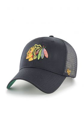 47brand șapcă NHL Chicago Blackhawks culoarea negru, cu imprimeu  H-BRANS04CTP-BK