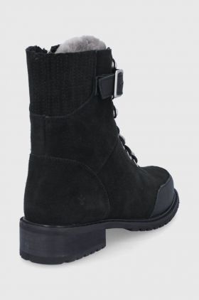Emu Australia cizme din piele intoarsa Waldron Mix femei, culoarea negru, cu toc plat, izolat
