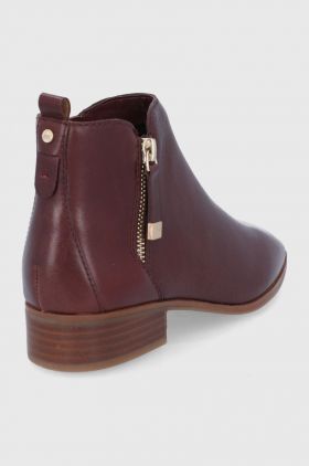 Aldo Cizme de piele femei, culoarea bordo, cu toc plat