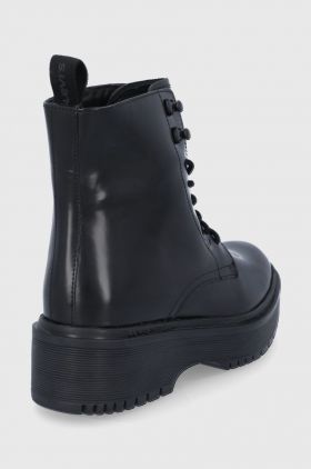 Levi's Bocanci de piele femei, culoarea negru, cu platformă