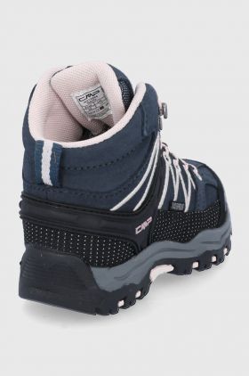 CMP pantofi din piele intoarsa pentru copii KIDS RIGEL MID TREKKING SHOE WP culoarea albastru marin