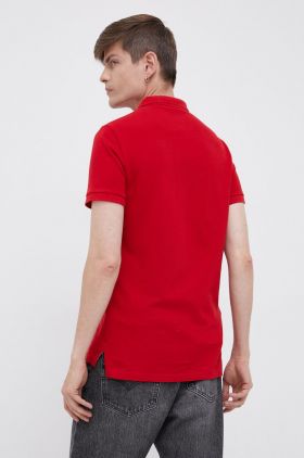 Superdry Polo de bumbac culoarea rosu, cu imprimeu