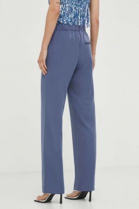 Samsoe Samsoe pantaloni femei, culoarea verde, drept, high waist