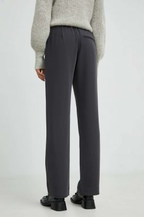 Samsoe Samsoe pantaloni femei, culoarea verde, drept, high waist